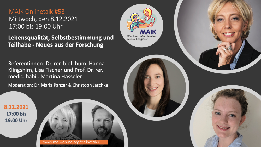 MAIK Onlinetalk „Lebensqualität, Selbstbestimmung und Teilhabe – Neues aus der Forschung“