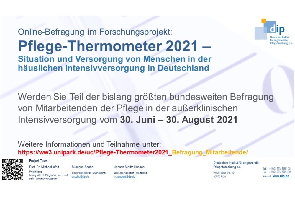 DIP startet Befragung der Mitarbeitenden und Leitungen in der häuslichen Intensivversorgung