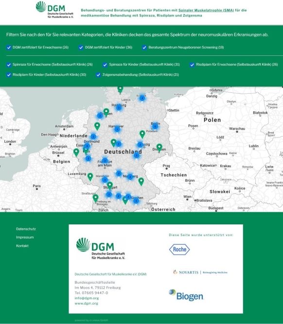 Neugeborenenscreening auf Spinale Muskelatrophie (SMA). Interaktive Landkarte mit Behandlungszentren online