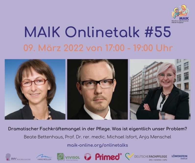 MAIK Onlinetalk #55: Dramatischer Fachkräftemangel in der Pflege. Was ist eigentlich unser Problem?